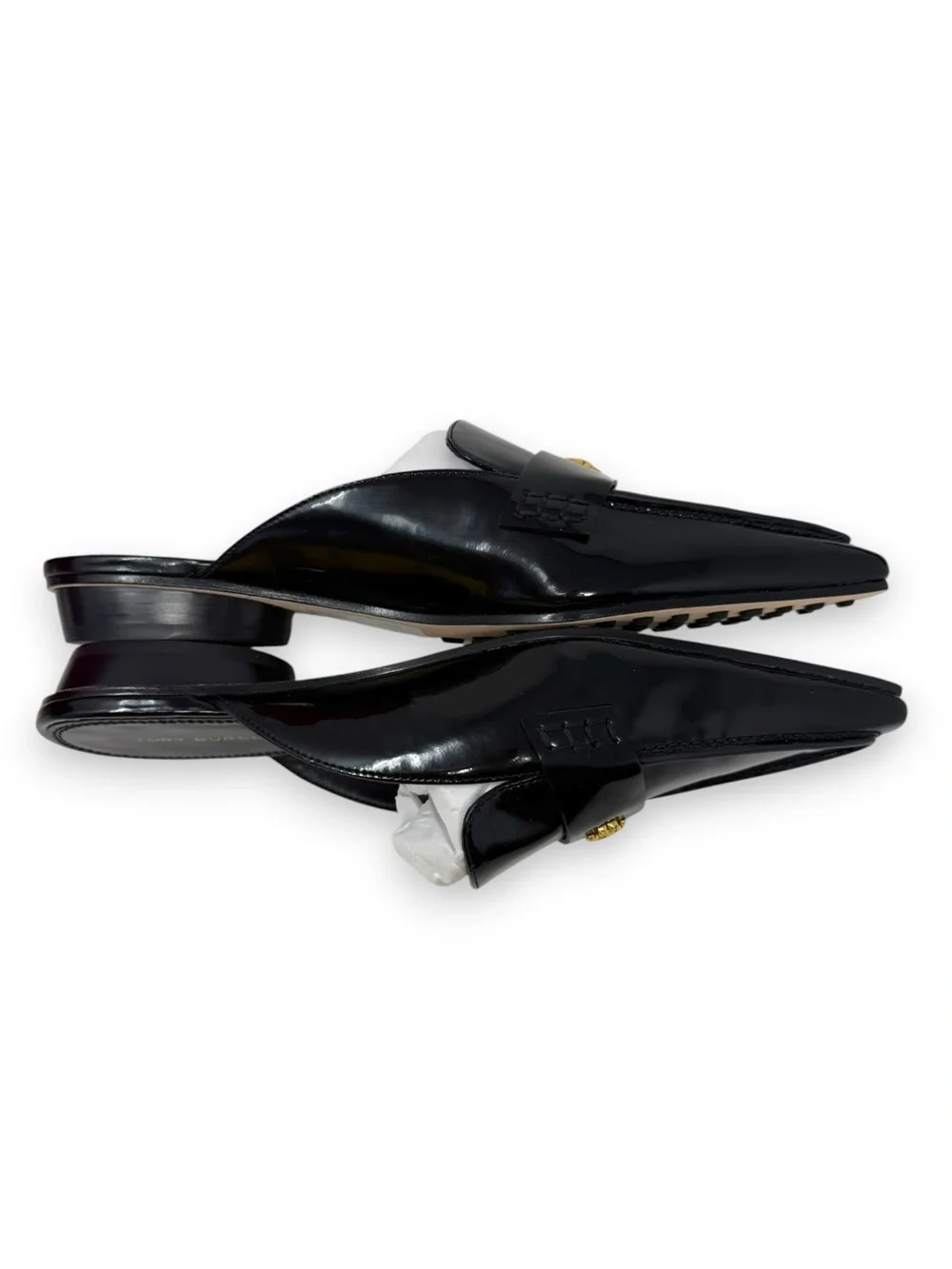 NWT Tory Burch Pointed Backless Loafers Perfect Black Patent Leather 7.5 Women’s
